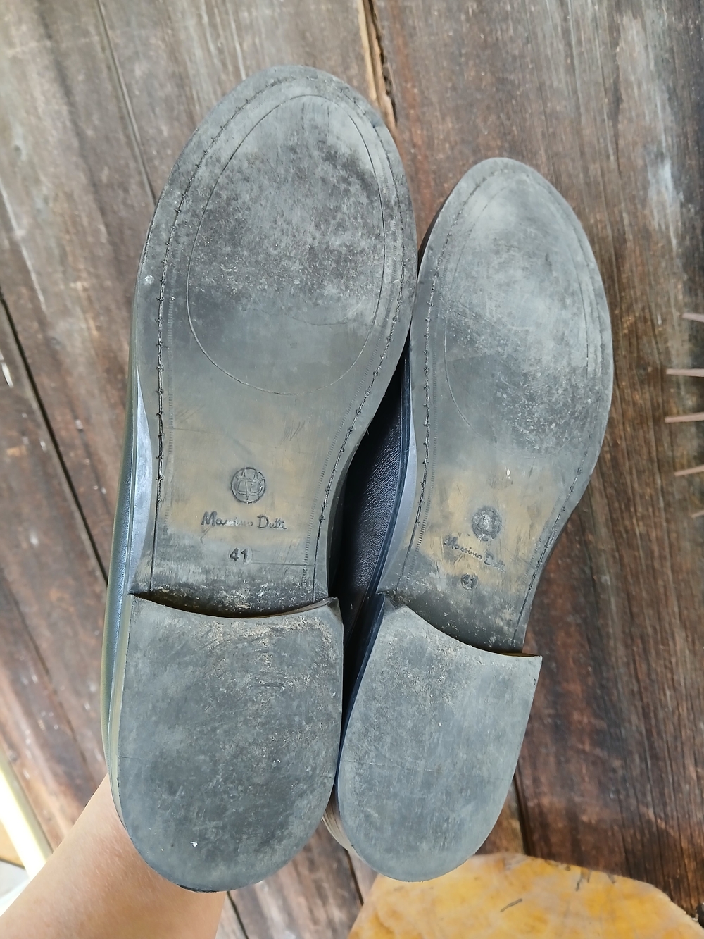 Classic Massimo Dutti Black and White Men’s Leather Penny Loafers - Picture 5 of 6